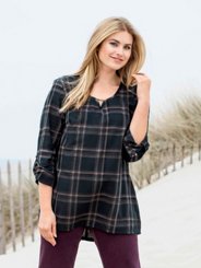 Ulla Popken Plaid V-Inset Blouse