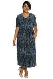 Ulla Popken jersey jurk - grote maten multicolour