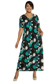 Ulla Popken jersey jurk - grote maten zwart-dessin