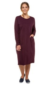 Ulla Popken jurk, lichte a-lijn, 2 zakken - grote maten aubergine