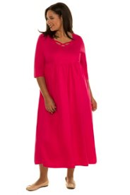 Ulla Popken jurk, v-hals, naadzakken, 3/4 mouwen - grote maten bessen