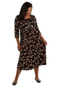 Ulla Popken jurk, naadzakken, 3/4 mouwen - grote maten multicolour