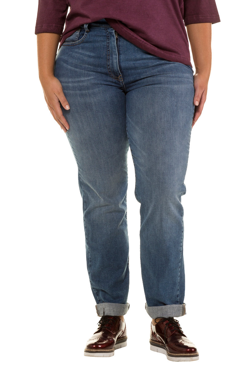 Jean, Boyfriend, look délavé, 5 poches - Grande Taille
